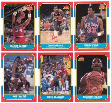 1986-87 Fleer Basketball Hall of Famers Collection (6 Different) – Including Barkley, Okajuwon, Wilkins, Ewing, Drexler and Malone                                                                      